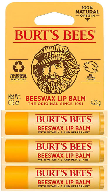버츠비 모이스춰라이징 립밤, 단일 색상/비즈왁스(페퍼민트), 4.25g, 3개