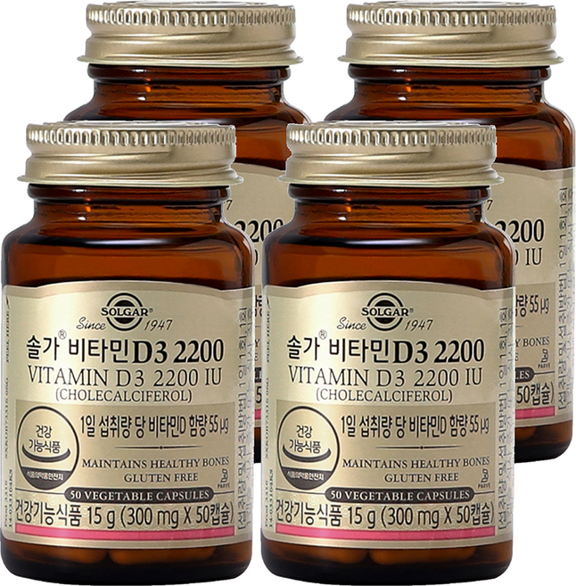 솔가 비타민D3 2200, 50정, 4개