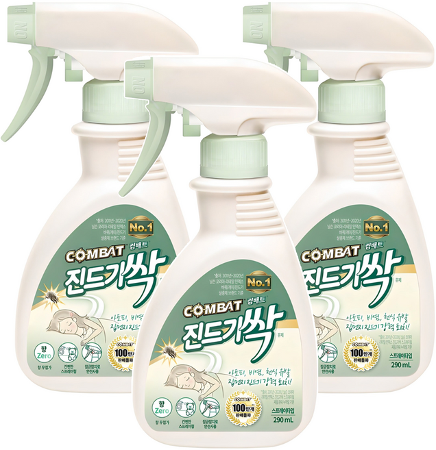 컴배트 진드기싹 스프레이, 290ml, 3개