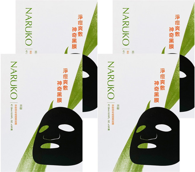 NARUKO 牛爾 台灣公司貨 茶樹神奇痘痘黑面膜, 8片, 4盒