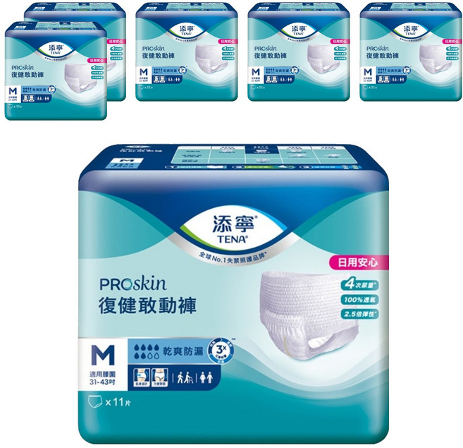 TENA 添寧 PROskin 復健敢動褲, M, 11片, 6包