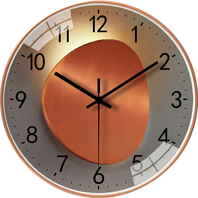 YS 靜音現代圓形客廳裝飾壁鐘, 金色線條