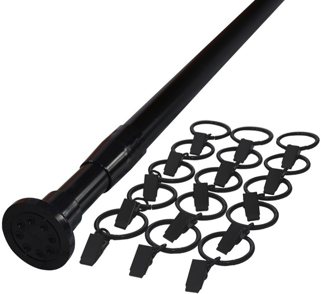 썬데코 22mm 이중스프링 압축봉 + 집게링, 블랙