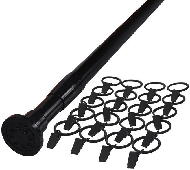 썬데코 22mm 이중스프링 압축봉 + 집게링, 블랙