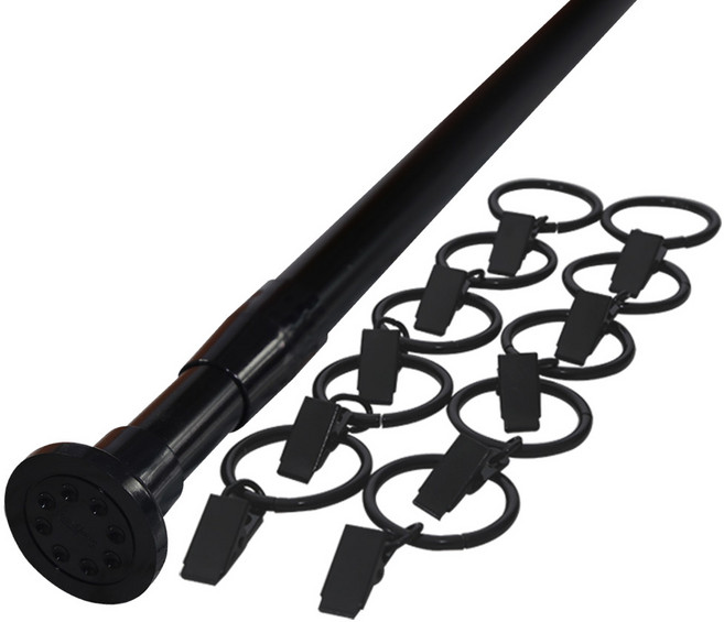 썬데코 22mm 이중스프링 압축봉 + 집게링, 블랙