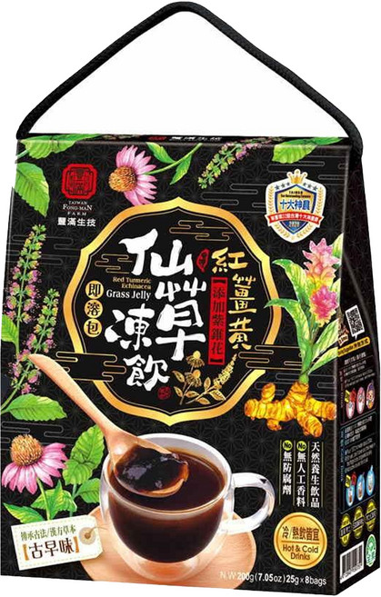 豐滿生技 紅薑黃 仙草凍飲, 25g, 8包