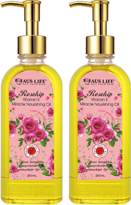 AUS LIFE 澳思萊 玫瑰維他命E神奇美膚油, 260ml, 2瓶