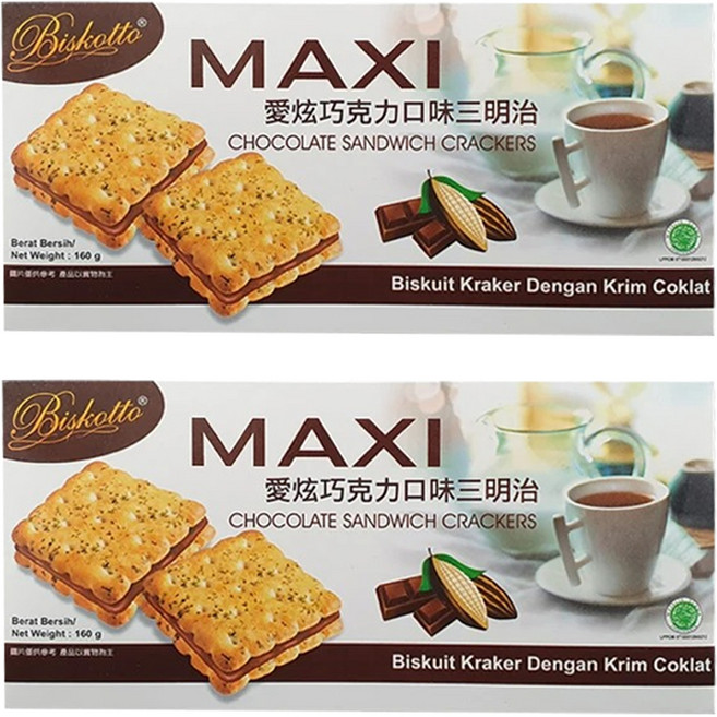 Biskotto 愛炫三明治餅乾 巧克力口味, 160g, 2盒