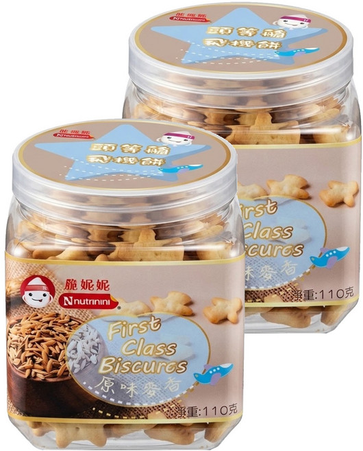 Nnutrinini 脆妮妮 頭等艙飛機餅 1歲以上, 原味麥香, 110g, 2罐