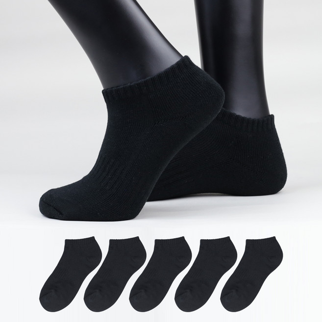 이지레그 여성용 이중바닥 스포츠 스니커즈 런닝 발목 양말, 블랙, 5개