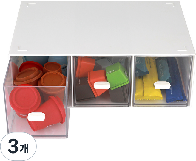 코멧 홈 탁상용 미니 서랍형 수납함 3칸, 화이트, 3개