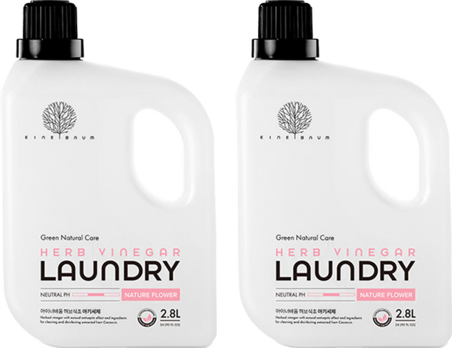아이너바움 허브식초 아기 세제 네이처플라워, 2.8L, 2개