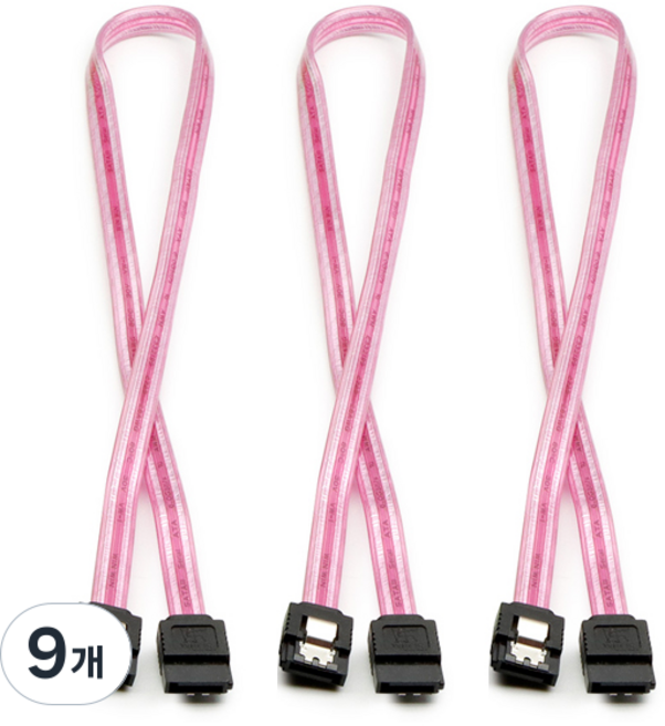 SATA3 6Gb/s 鎖扣傳輸線 透明紅 ML-S3LIR, 9個, 0.5m
