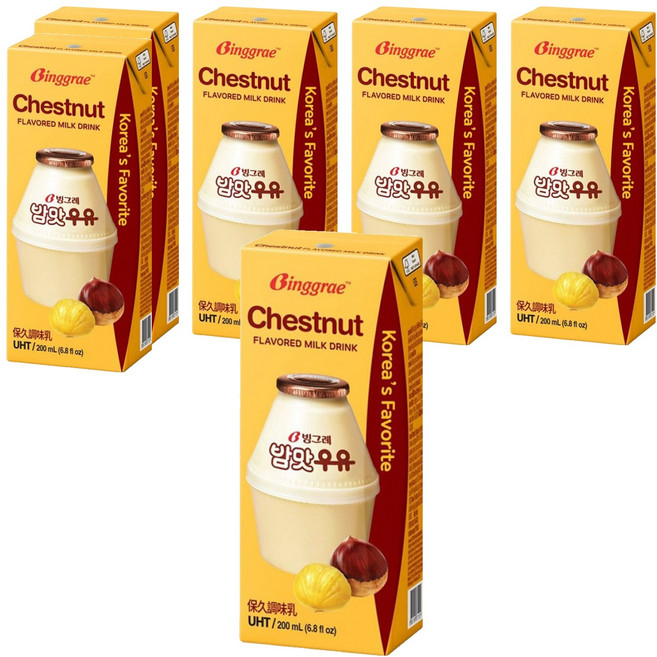 Binggrae 栗子牛奶 保久調味乳, 200ml, 6個