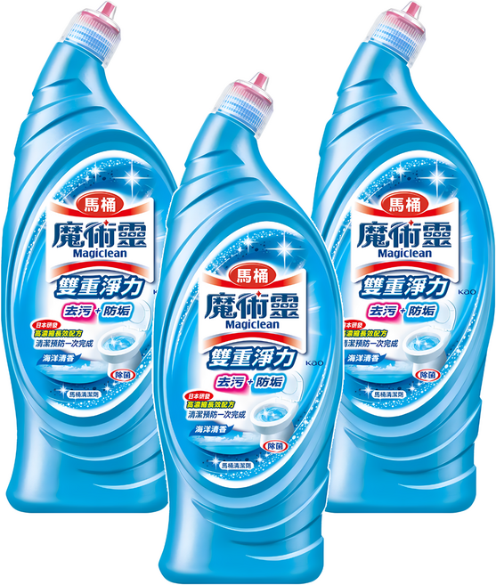 Kao 花王 Magiclean 魔術靈 台灣公司貨 雙重淨力 馬桶清潔劑 海洋清香, 650ml, 3瓶