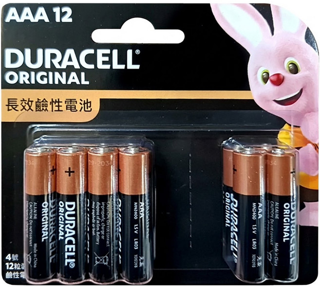 DURACELL 金頂 台灣公司貨 經典鹼性電池 AAA 4號, 12顆, 1組