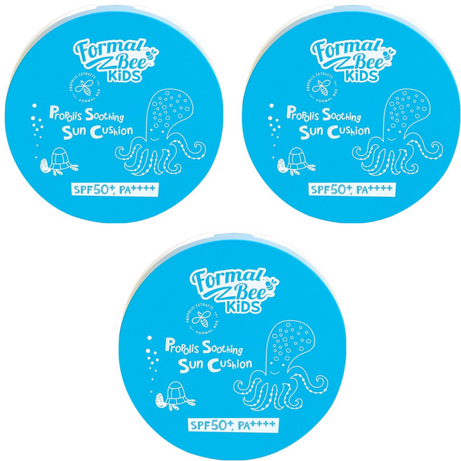 포멀비키즈 유아 프로폴리스 수딩 대왕 선쿠션 SPF50+ PA++++, 25g, 3개