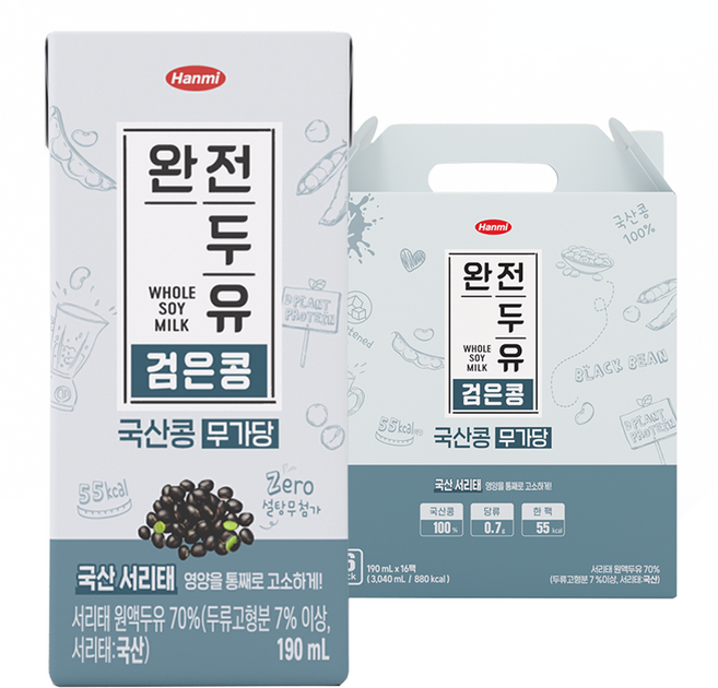 전두유 국산 검은콩 무가당 두유, 190ml, 16개
