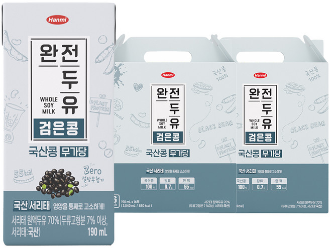 전두유 국산 검은콩 무가당 두유, 190ml, 32개