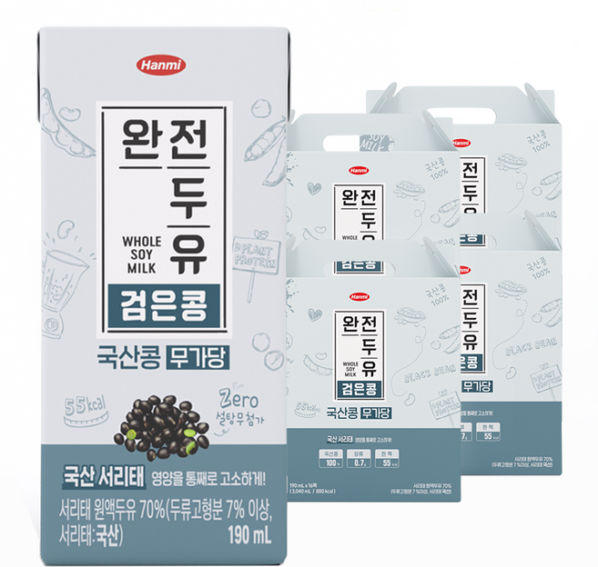 전두유 국산 검은콩 무가당 두유, 190ml, 64개