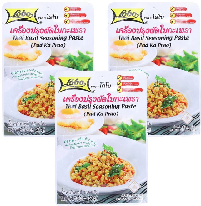 Lobo 打拋醬 泰式蘿勒醬, 50g, 3包