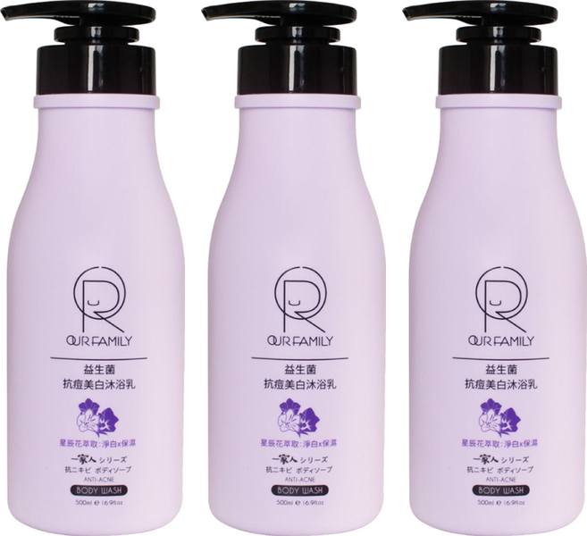 OUR FAMILY 一家人 益生菌抗痘美白沐浴乳, 3瓶, 500ml