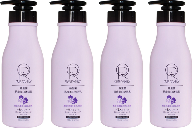 OUR FAMILY 一家人 益生菌抗痘美白沐浴乳, 4瓶, 500ml