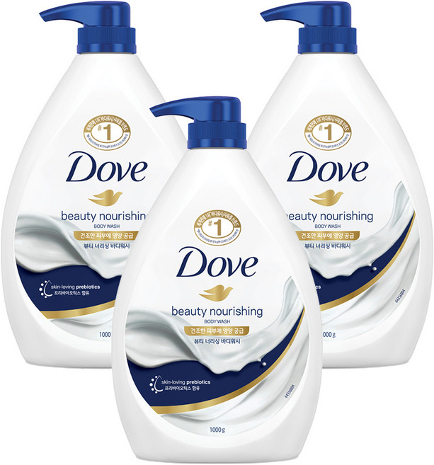 도브 뷰티 너리싱 바디워시, 1kg, 3개