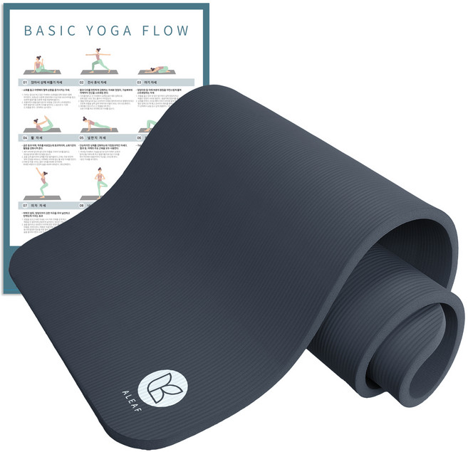 아리프 NBR 20mm 요가매트 + 운동 가이드 포스터, 다크그레이, 1세트