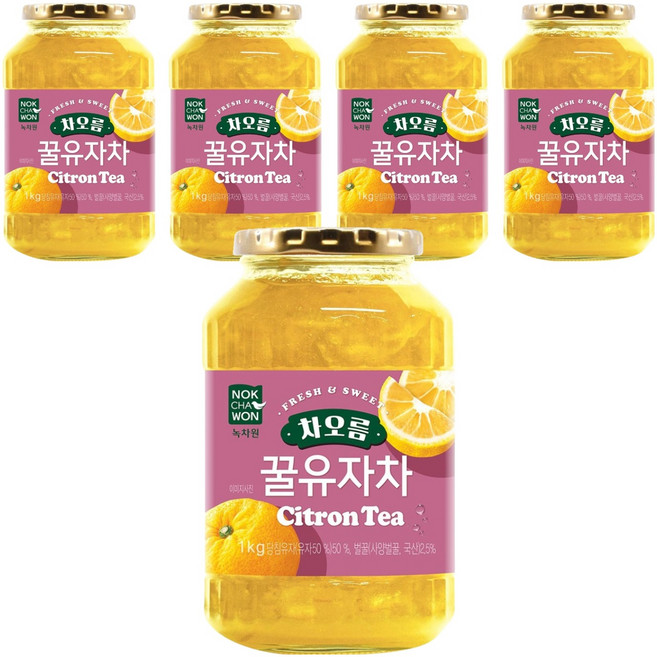 녹차원 차오름 꿀유자차, 1kg, 5개