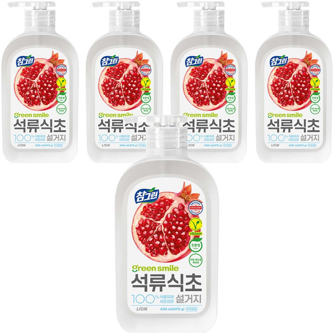 [비건라이프] 참그린 석류식초 설거지 주방세제, 470g, 5개