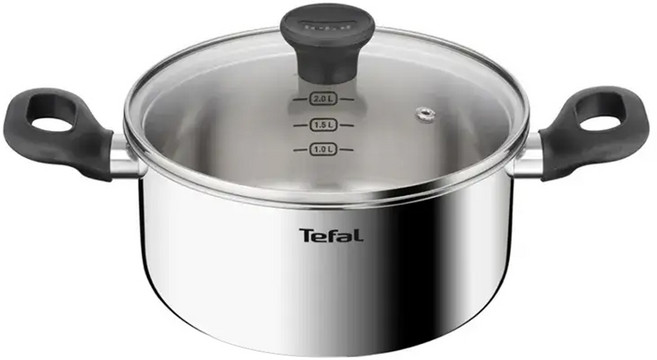 Tefal 特福 不鏽鋼電磁爐適用易煮雙耳鍋, 1個, 20cm, 銀色
