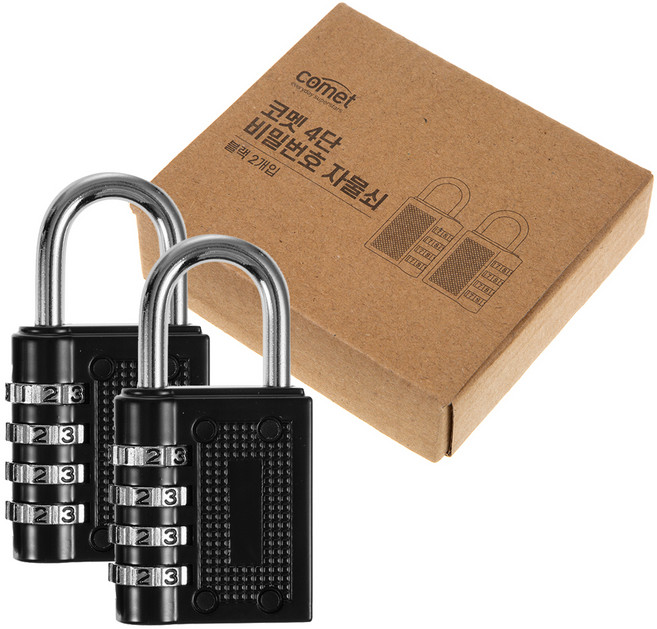코멧 4단 비밀번호 자물쇠 블랙, 2개