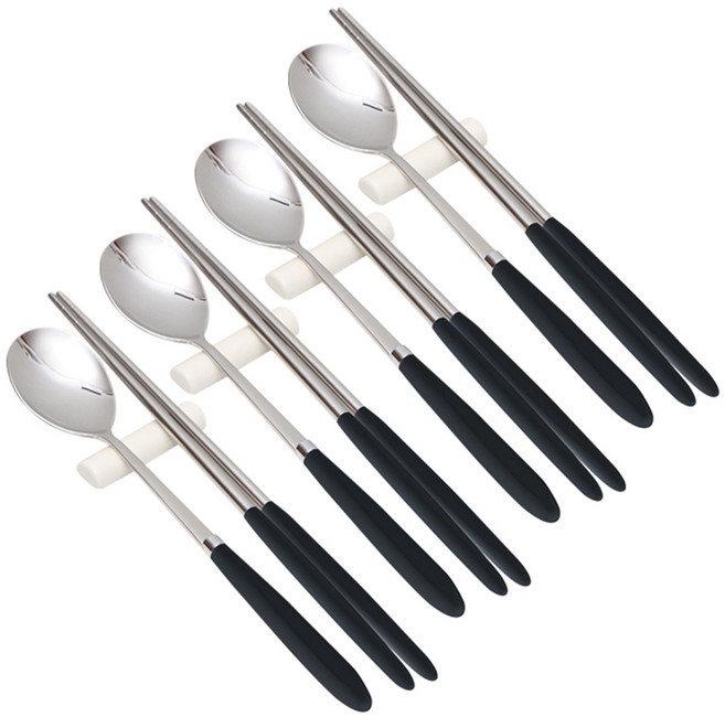 윌리브 304스텐 아모스 파스텔 수저 세트, 네이비, 숟가락 + 젓가락, 4세트