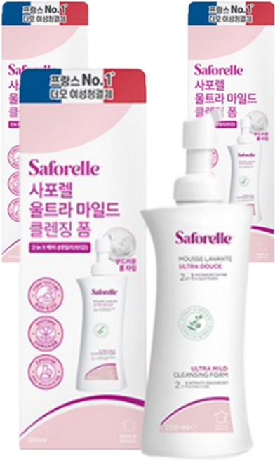 사포렐 울트라 마일드 클렌징폼 여성청결제, 250ml, 3개