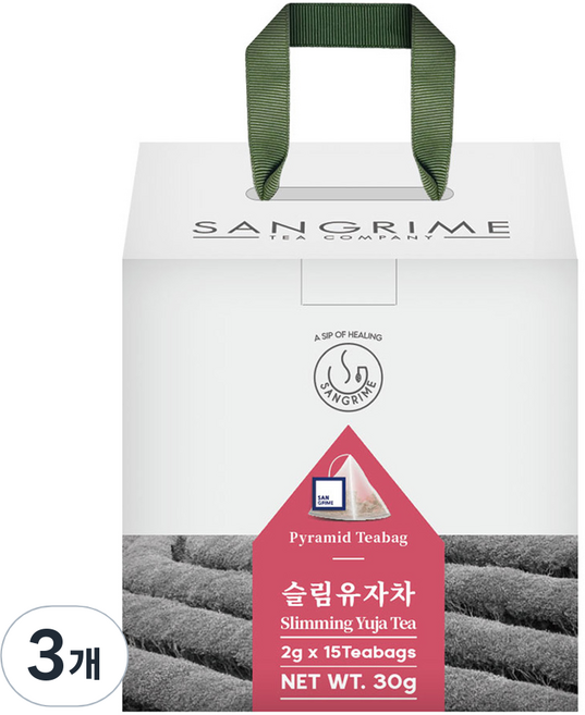 산그리메 슬림유자차 삼각 티백차 선물용패키지, 15개입, 3개, 2g