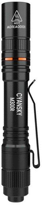 CYANSKY M300R TYPE-C充電筆型手電筒 300流明 900坎德拉 IPX7防水, 黑色, 1個