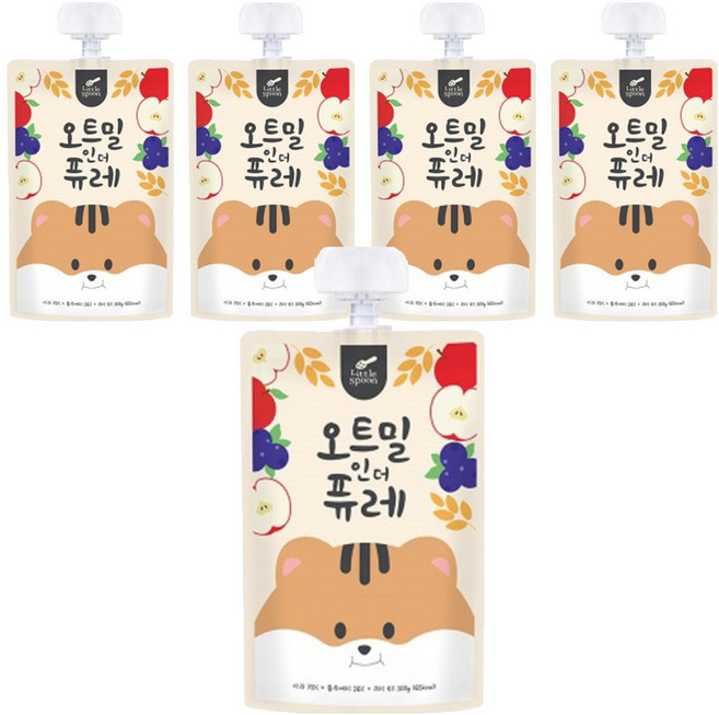 리틀스푼 오트밀인더퓨레, 혼합맛(사과/블루베리/귀리), 100g, 5개