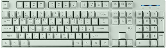 지클릭커 오피스프로 스탠다드 M 저소음 무선 블루투스 키보드, 그린, WK60, 제조사축