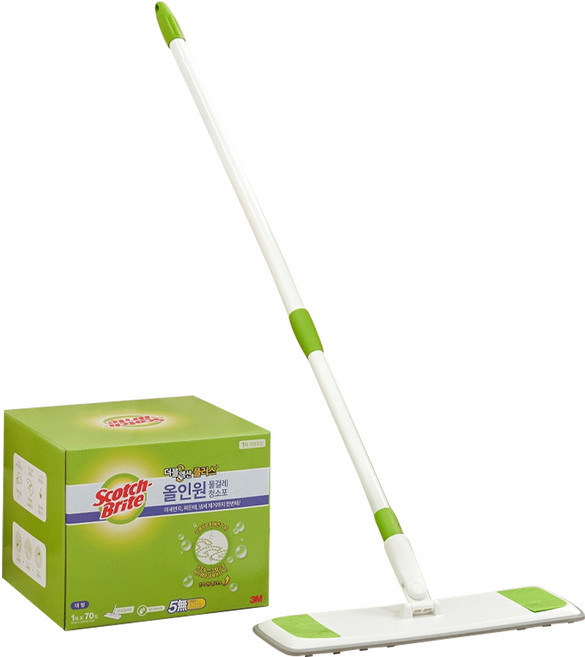 3M Scotch-Brite 百利 簡易清潔拖把 + 靜電擦拭布 10張, 1組