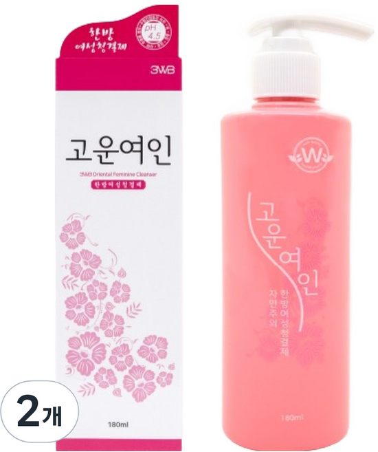 3WB 여성용 고운여인 한방 청결제, 180ml, 2개