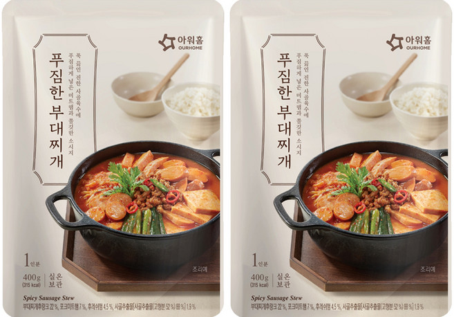 아워홈 푸짐한 부대찌개, 400g, 2개