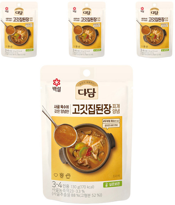다담 고깃집 된장찌개 양념, 130g, 4개