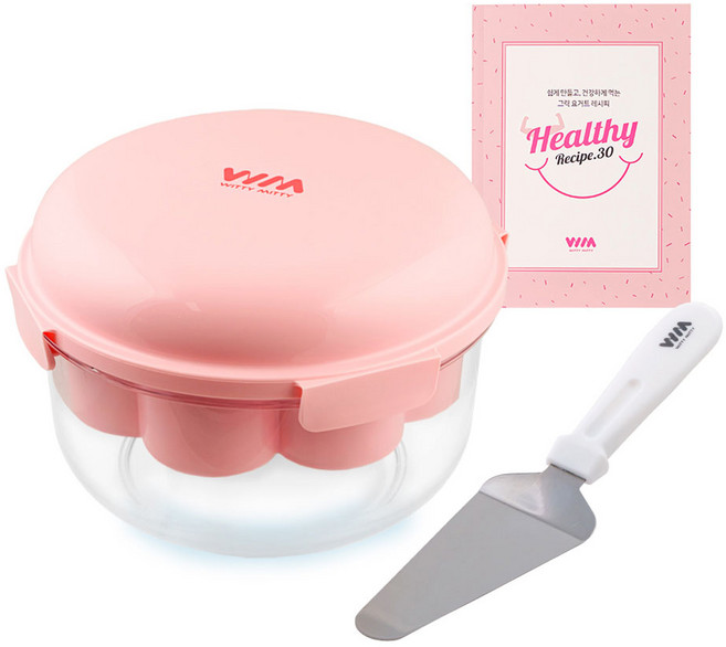 위티미티 러빙 유청분리기 2.6L + 케이크 서버 + 레시피북 세트, 핑크, 1개