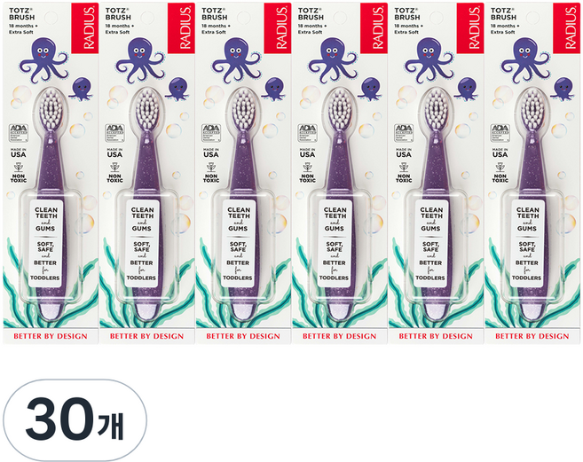 래디어스 토츠 유아 칫솔, 퍼플, 1개입, 30개