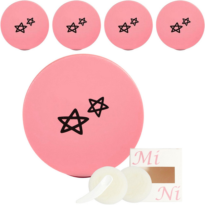 셀프천사 미니 DIY 비비 쿠션 케이스 5g, 핑크 별, 5개