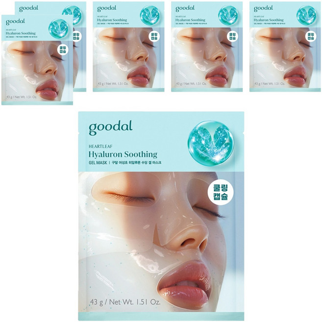 goodal 魚腥草玻尿酸舒緩凝膠面膜, 1入, 6個