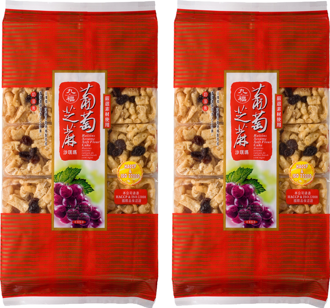 九福 葡萄芝麻沙琪瑪 10包, 400g, 2袋