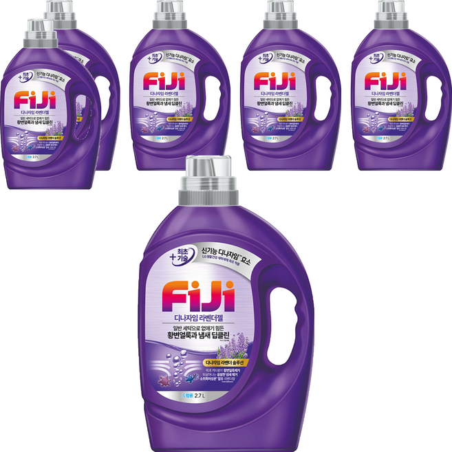 피지 디자나임 딥클린 라벤더젤 드럼용 액상세제 본품, 6개, 2.7L