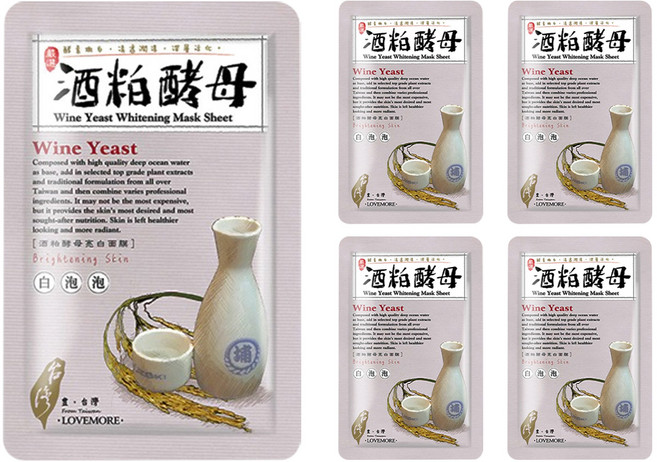 豐台灣 酒粕酵母蠶絲面膜, 5片, 1盒